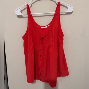 Zoa New York Red Button Front Pleated Tank Blouse Size Medium